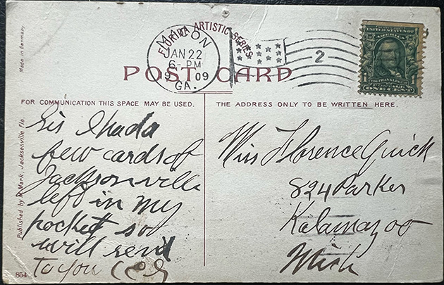 Message on the postcard