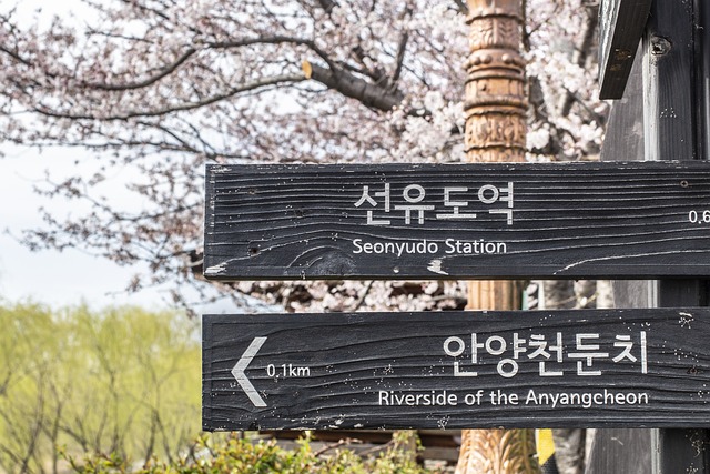 A public sign in Seoul, South Korea written in both Hangul and English