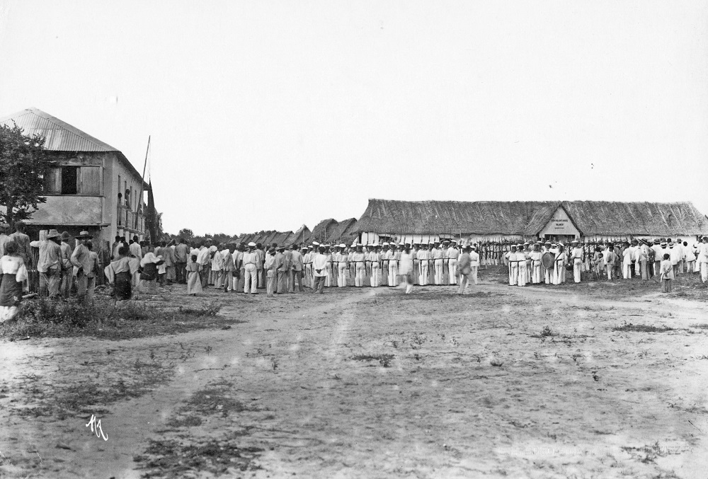 The German flag is raised on Saipan, Nov. 11, 1899. SOURCE: CNMI Museum